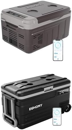 EUHOMY 12 Volt 11 Quart & 80 Quart Electric Coolers with APP Control, Car Refrigerators 12/24V DC & 120-240V AC, Portable Freezers for Camping, Travel