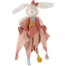 Fehn fehnNATUR rabbit cuddly toy, play companion and soft toy made of organic cotton with dummy chain, for babies and toddlers from 0+ months