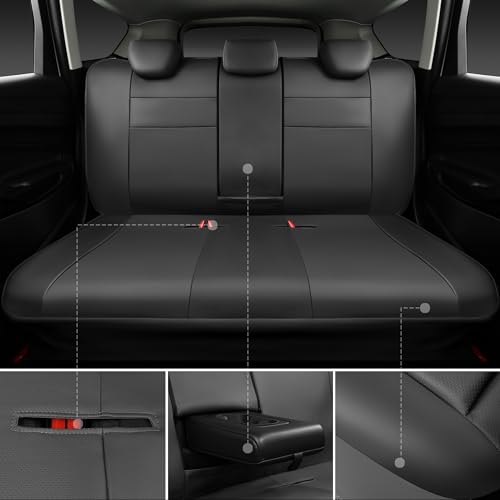 Image of CAR PASS Leather Seat Covers Full Set Universal Water Resistant 3D Foam Back Support, Luxury Comfort Automotive 5 Seat Covers All Season Fit for SUV,Sedan,Van, Airbag Compatible Elegance (Gray)