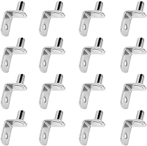 Siganorpy 20 Stück L-förmige Regalhalterungen, 5 mm, Edelstahl, Nickel, Silber, Seitliche Halterung für Küchenmöbel, Bücher, Regale, Schränke, Entertainment-Center