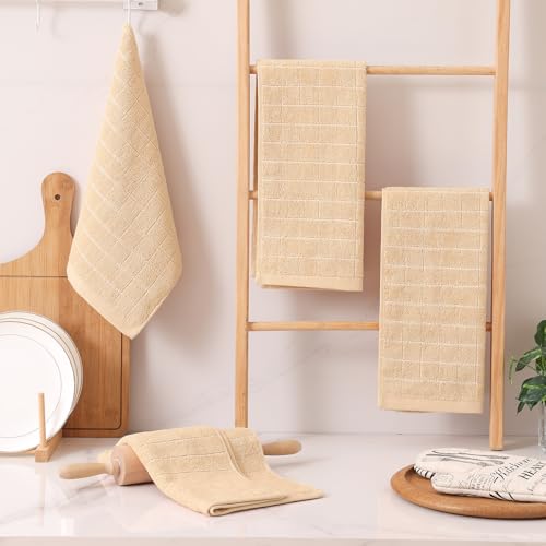Image of Homaxy 100% Cotton Terry Kitchen Towels, 4 Pack, Apricot | Ultra Soft and Absorbent Dish Towels for Kitchen, Suitable for Drying and Washing Dishes