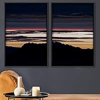 2 Piece Framed Canvas Wall Art Sunset in The Mountains Canvas Prints Home Artwork Decoration for Living Room,Bedroom - 16