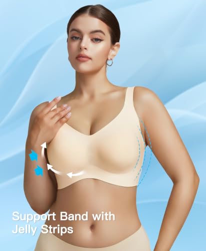 Image of Minimizer Bras for Women Full Coverage Wireless Plus Size Seamless Bralette Removable Pads Comfort 32A-42DD