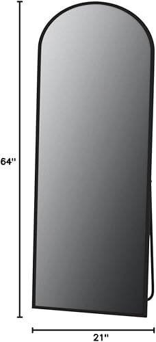 Miniatura 9 de HARRITPURE Espejo arqueado de longitud completa de 65 x 22 pulgadas espejo inclinado de pie independiente espejo montado para colgar marco de