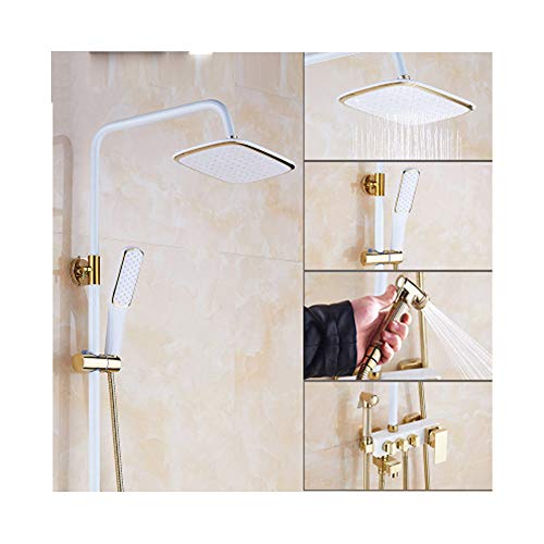 Preisvergleich Produktbild Europäisches schwarzes Kupfer-Duschset, Regenmassagedusche, temperaturgesteuertes Duschset, tragbare Boosterdüse, Lift Booster Dusche, Multifunktions-Dusche, Sitzende Badewanne Dusche (G3JQ21HS)