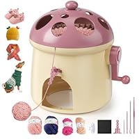 Gvdeirn Knitting Machine 32 Needles, Mushroom DIY Weaving Loom Rotating Double Knit Knitting Crochet Machine Kits Hand Knitting Machine for Adults Kids Beginners