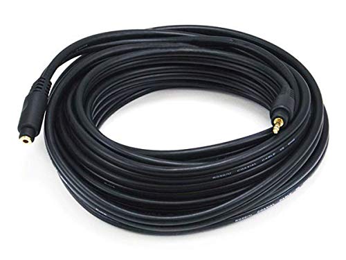 Monoprice Audio Extension Cable - Premium 3.5mm Stereo Male to 3.5mm Stereo Female, Gold Plated, 22AWG, 25 Feet, Black