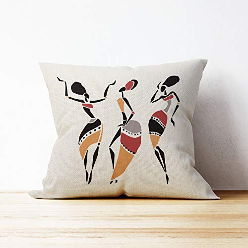 African Women Dream Celebrate Throw Pillow Case, Tribe Lady Women Pillow, Gift For Wife, African Women Gift, African Style Room Decor, 18 X 18 Inch Black Art Linen Cushion Cover For Sofa Couch Bed #TOP2