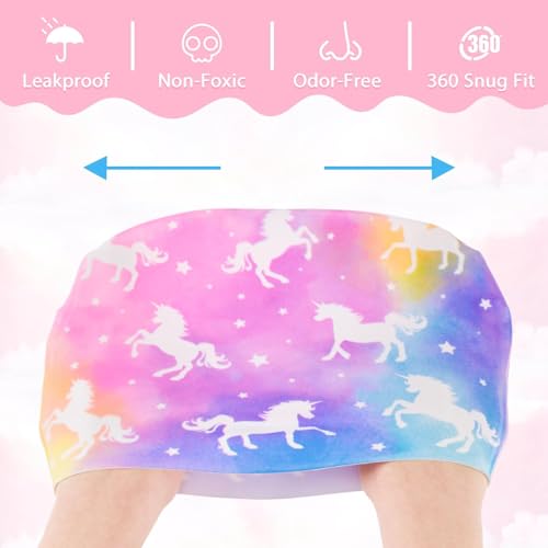 Image of 2 Pack Kids Swim Cap Silicone Waterproof Swim Caps for Boys Girls | (3-6 Years) Unicorn Mermaid Design Swimming Cap for Kids 3-6 Long and Short Hair (Mermaid&Unicorn)