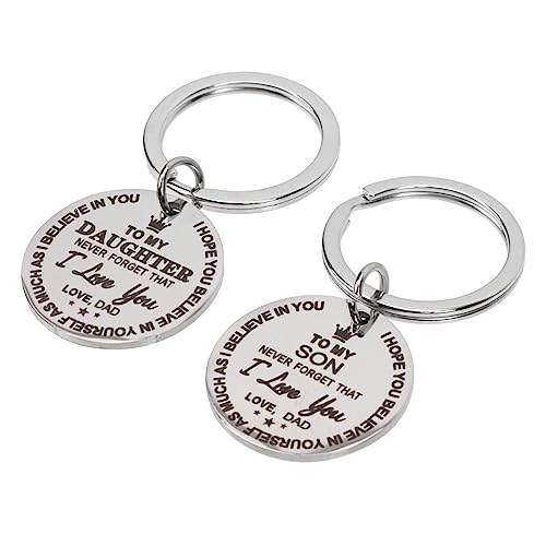 NOLITOY 2pcs Family Keychain Decor Keychain Pendant for Son Daughter Stainless Steel Inspirational Present