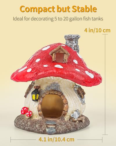 image for Uniclife Aquarium Mushroom House, Resin Fish Tank Decoration Cottage O