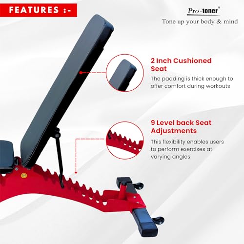 Image of Protoner Professional Adjustable Bench for Home Gym Fitness, Multiple Adjustment Levels. 400 kg capacity