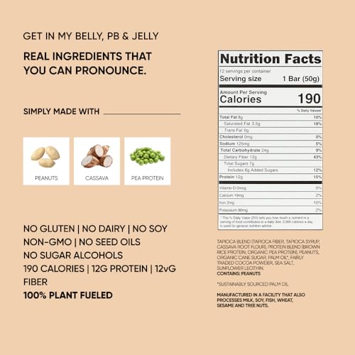 Image of TRUBAR Vegan Protein Bars, Feelin' Fruity Variety Pack, PB & Jelly, Strawberry Shortcake & Chocolate Coconut, Gluten Free, Plant Based, High Fiber, Dairy Free, On the Go Healthy Snacks, 12 Count