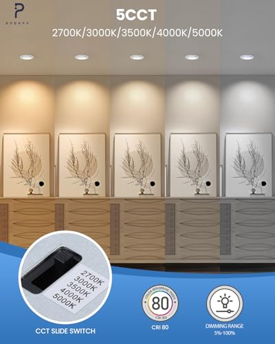 Popanu 6SGWH-12 6-Inch Gimbal Recessed Light - 12W 90° Tilt & 360° Rotation, 1300Lm, 5Cct (2700K-5000K), Ic Rated Led Eyeball Recessed Lighting, For Sloped Ceilings thumb #2