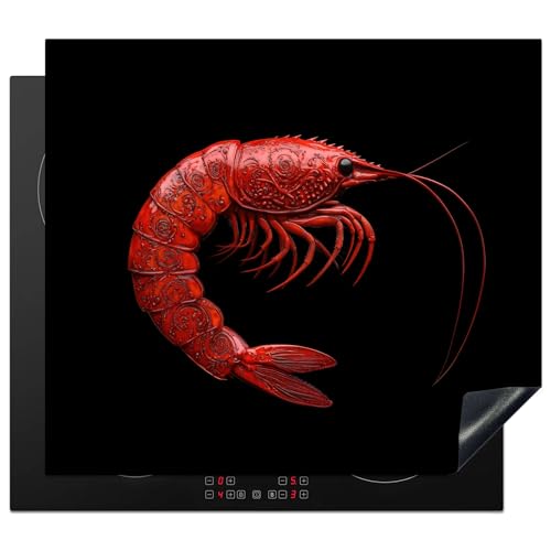 KitchenYeah© Cubre Vitrocerámica - Protector Vitroceramica Induccion 60x52 cm - Tapa Vitroceramica - Protector de Vitroceramica Camarón - Rojo - Animales