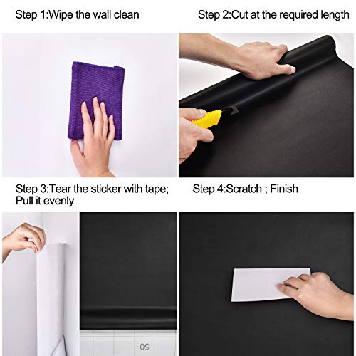 Image of Mecpar Black Peel and Stick Wallpaper - 15.7 inch x 78.7 inch Matte Textured Thick Vinyl for Rooms, Walls, Kitchen, Countertop, Cabinet