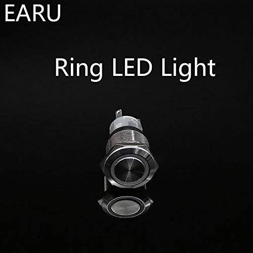 RDR STORE Waterproof Momentary Type Flat Round Stainless Steel Metal Push Button Switch LED Light (12 mm, Momentary White) 2