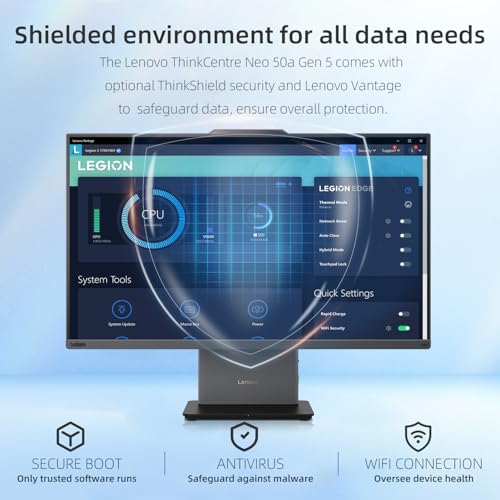 Image of Lenovo ThinkCentre Neo 50a All-in-One Business Computer, 27 inch 100Hz FHD Display, Intel Core i7-13620H, 32GB DDR5 RAM, 1TB SSD, Webcam, HDMI, Type-C, Wi-Fi 6, Keyboard and