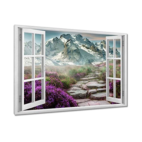 Tableau imprimé sur toile paysage montagneux brumeux pour salon 120x80cm