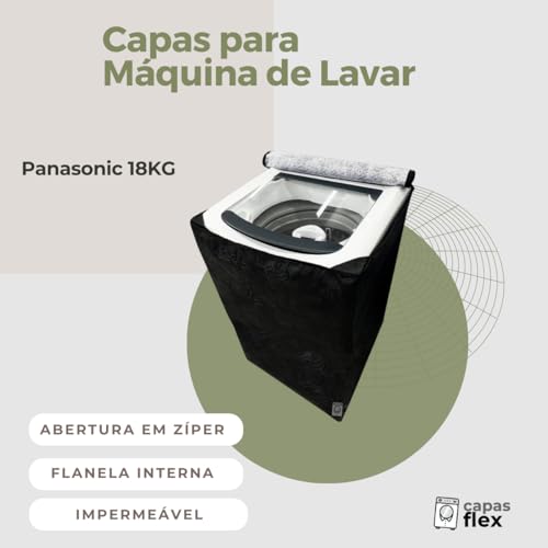 CAPA PARA MÁQUINA DE LAVAR PANASONIC 18KG IMPERMEÁVEL FLEX (Preto)