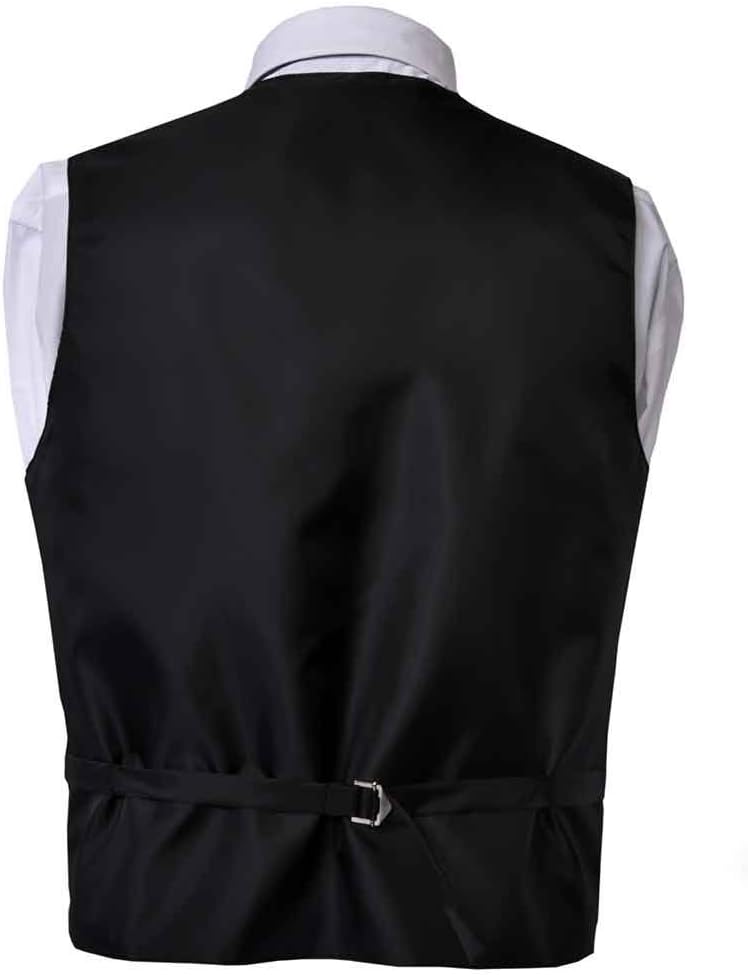 Men's Premium Solid Vest - NeckTie – Bow Tie - Pocket Square 4 Piece Set for Suits & Tuxedos (Light Gray, XL)