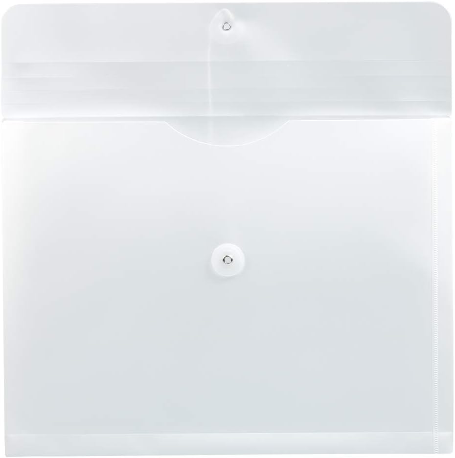 JAM PAPER Plastic Envelopes with Button & String Tie Closure - Letter Booklet - 9 3/4 x 13 - White - 12/Pack : Office Products