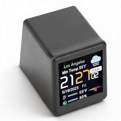 スマート電子時計、LCDスクリーン温度カレンダーWiFiオートブライトネス24時間表示月ディスプレイを備えた多機能デジタルディスプレイ天気ステーション (黒)