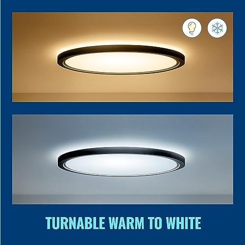 WiZ Plafondlamp SuperSlim - Diameter: 55 cm - Gekleurd en Wit Licht - Slimme Plafonniere - 32W - Zwart - Wi-Fi