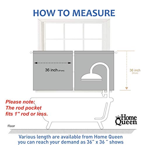 Home Queen White Waffle Bathroom Window Curtains, Water Repellent Rod Pocket Short Kitchen Drapes For Small Window, 2 Panels, 36 W X 36 L Inch Each #TOP6