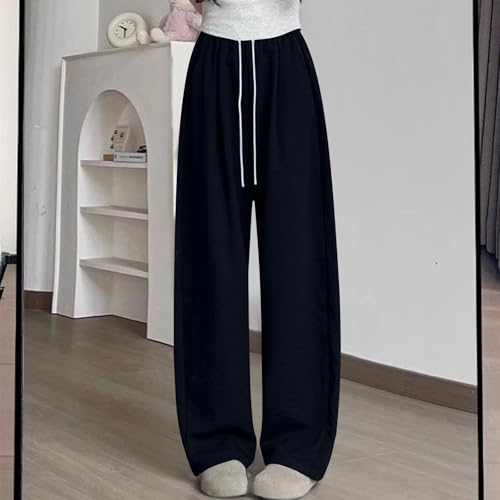 Women's Casual Pants High Waisted Slacks Lounge Baggy Flowy Palazzo Pants Drawstring Elastic Waist Wide Leg Beach Trousers4