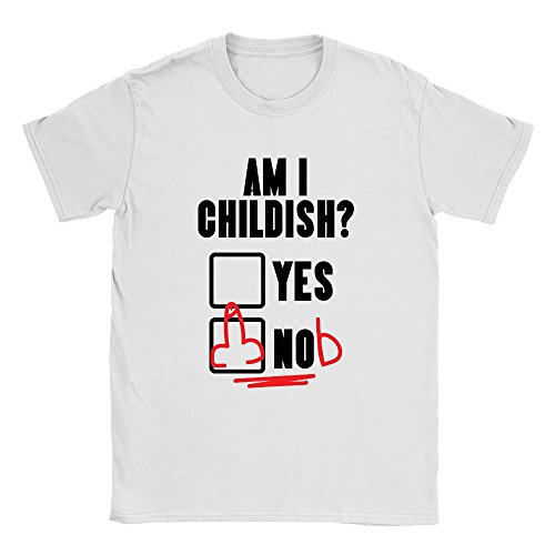 Image of Am I Childish Mens T-Shirt X-Large White Funny Rude Offensive Joke T-Shirt Dad Present Top