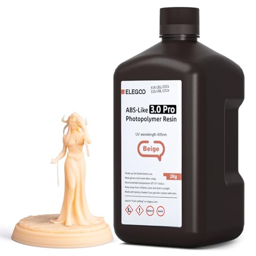 ELEGOO ABS-Like 3.0 Pro Résin, Beige 2000g, Résine d'Impression 3D Améliorée pour une Meilleure Résistance à la Chaleur et aux Rayures, Compatible avec...