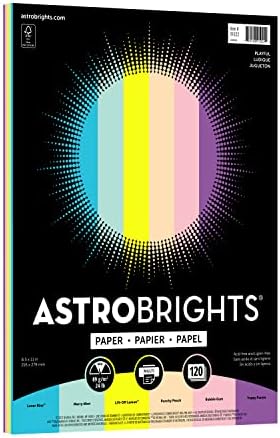 Astrobrights Colored Paper, 8.5" x 11", 24 lb/90 gsm, Playful 6-Color Assortment, 120 Sheets (91022)