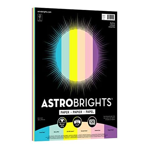 Astrobrights Colored Paper, 8.5" x 11", 24 lb/90 gsm, Playful 6-Color Assortment, 120 Sheets (91022) Cover