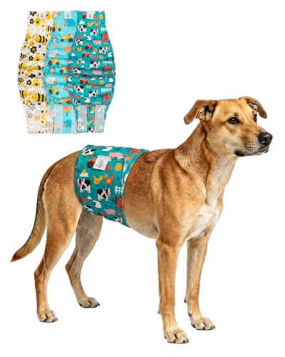 CuteBone Dog Diapers Male Belly Bands 3 Pack for Male Dogs Reusable Puppy Wraps