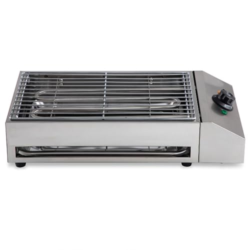 guoyjmm Electric Grill Griddle,2600W Countertop Griddle with Removable Non-Stick Grill Rac,Stainless Steel Electric Grill with Adjustable Temperature Control for Restaurant Kitchen