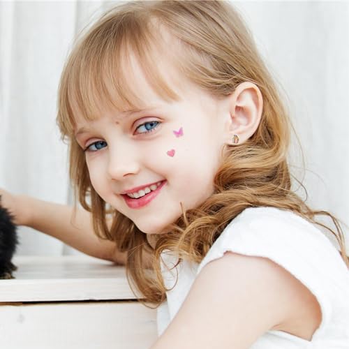 Image of Stick On Earrings - Girls 3D Unicorn Sticker Earrings Self-Adhesive Glitter Craft Gem Stickers Easter Stick on Earring(Rainbow)