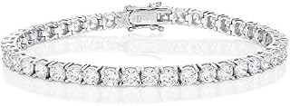 Diamond Treats Womens Tennis Bracelet, solid 925 STERLING SILVER with 4mm AAA Grade Super Sparkling White Cubic Zirconia. This Ladies Eternity Bracelet is the Perfect Jewellery Gift for Women.
