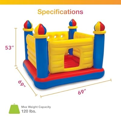 Buntes Jump-O-Lene Hüpfhaus für 2 Kinder – Sicheres aufblasbares Schloss für drinnen und draußen, Spaß für kleine Abenteurer! – Bild 3