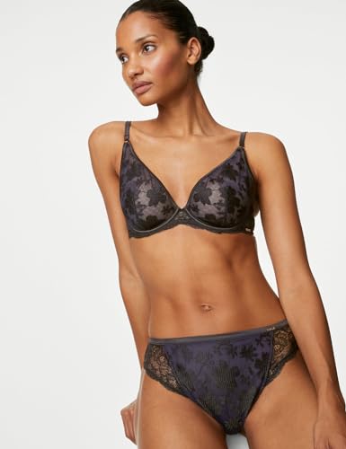 Image of Marks & Spencer Rosie Womens Polyamide Blend Embroidery High Rise High Leg Knicker