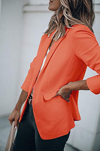 Cicy Bell Womens Casual Blazers Open Front Long Sleeve Work Office Jackets Blazer(Orange,Large) #TOP3