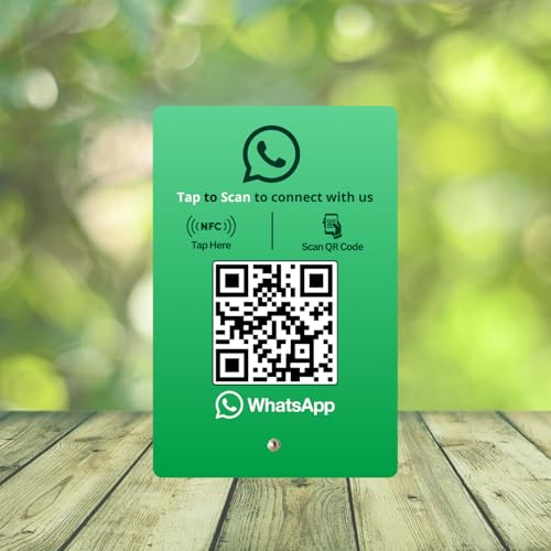 Image of WhatsApp Standee with NFC & QR Code | Acrylic Standee for Chat, Group, Community, or Channel Access | Configure via Dashboard | Contactless Display