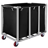 Commercial Laundry cart with Wheels,400L Large Laundry Basket with Wheels,Laundry Hamper on Wheels Heavy Duty with Steel Frame and Waterproof Oxford Cloth, 440Lbs Load (C-Black)