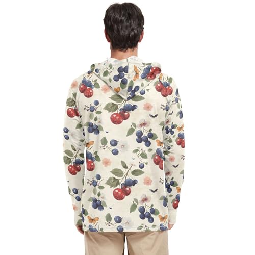 Sweet Buffalo Berry Fruit Beige Men's Sun Protection Hoodies Long Sleeve Beach Hoodies UPF 50+ Sport Shirt S3