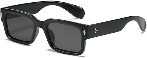 Miniatura 1 de HYLLE Lentes de sol cuadrados para mujeres y hombres, lentes de sol rectangulares gruesos de moda, color negro, protección UV400