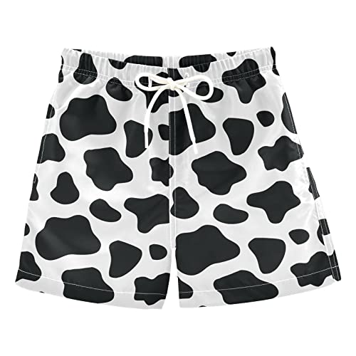 Aflyko Boys' Board Shorts Cow Print Bathing Suit Toddler Swim Trunk Girls Beach Swimwear