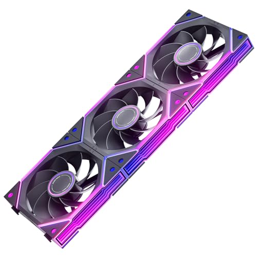 AsiaHorse NyotaUltra ARGB PC Lüfter 120MM Reverse Gehäuselüfter 3 Stück, RGB Daisy Chain PC Lüfter [Infinity Mirror] [HDB] 58.5 CFM/2000 RPM/2.07MMH2O 4 Pin PWN & 5V 3Pin ARGB für Asus Aura MSI