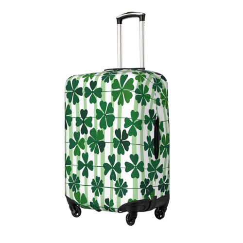 St Patricks Green Shamrock Leaf Stripes Travel Luggage Cover Elastic Suitcase Covers Washable Anti Scratch Luggage Dust Covers Protector, Fits 18-21 inch Luggage, S2