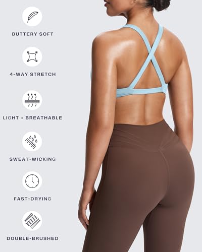 Image of Aoxjox Women's Satara Low Impact Sports Bra | chic front twist, widened cross straps, medium support,breathable fabric, workout fitness yoga crop tank, gym essential
