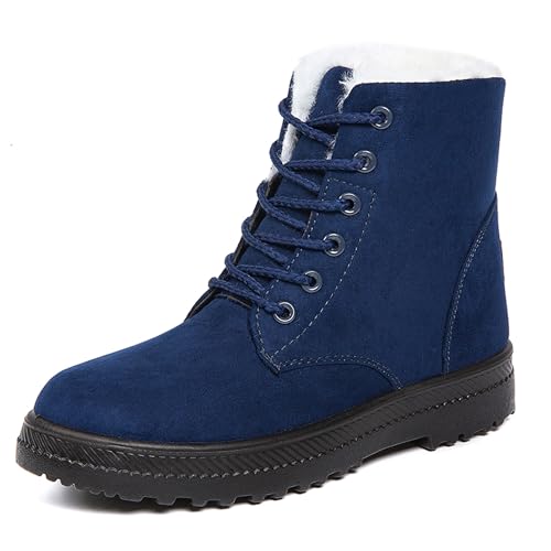 Boots for Women Snow Suede Warmth Lace-Up Winter Ladies Shoes Durable and Traction